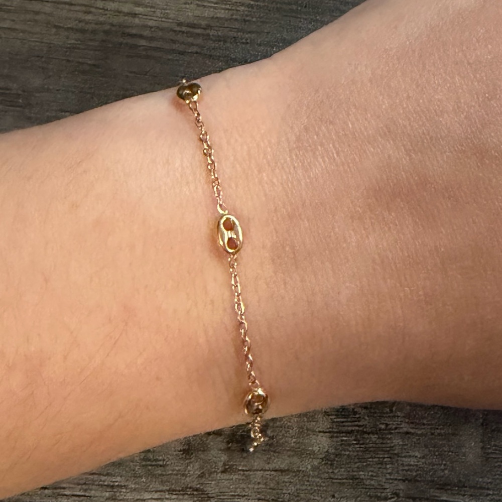 Gold plated stainless steel mariner chain bracelet
